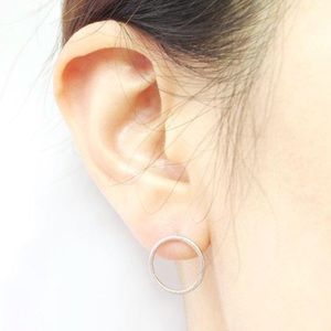 Open Circle Minimalist Studs Silver 2 for 15